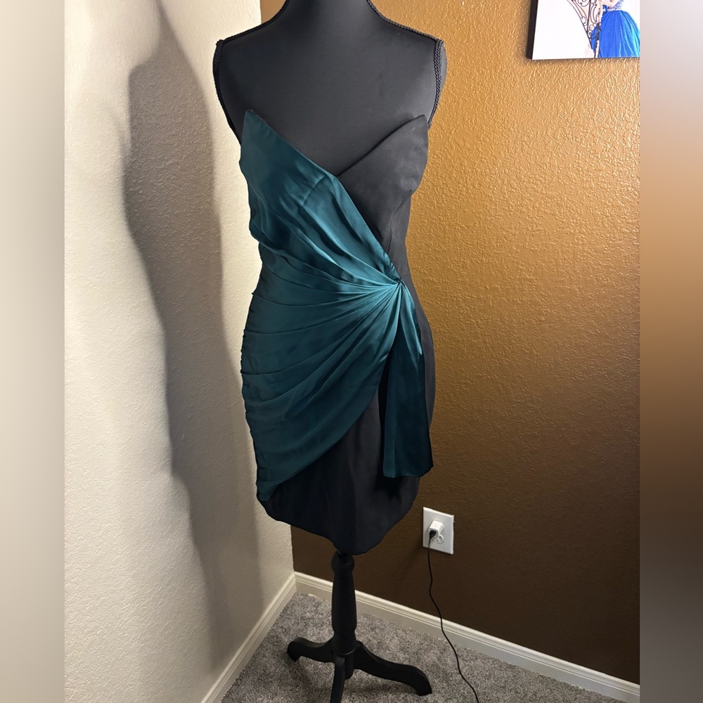 Jill Stuart Asymmetrical Teal and Black Dress